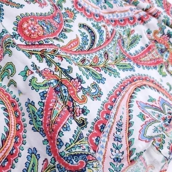CHAPS White Blue Green Paisley Boho Top M - Picture 4 of 11